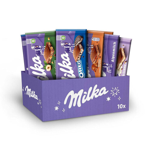 Milks 밀카 셀렉션박스 1kg 5가지맛 초콜릿바 100g 10개입 발렌타인 초콜릿선물