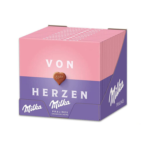 Milka 밀카 Von Herzen Pralinés 딸기 크림 10 x 110g 발렌타인 초콜릿선물